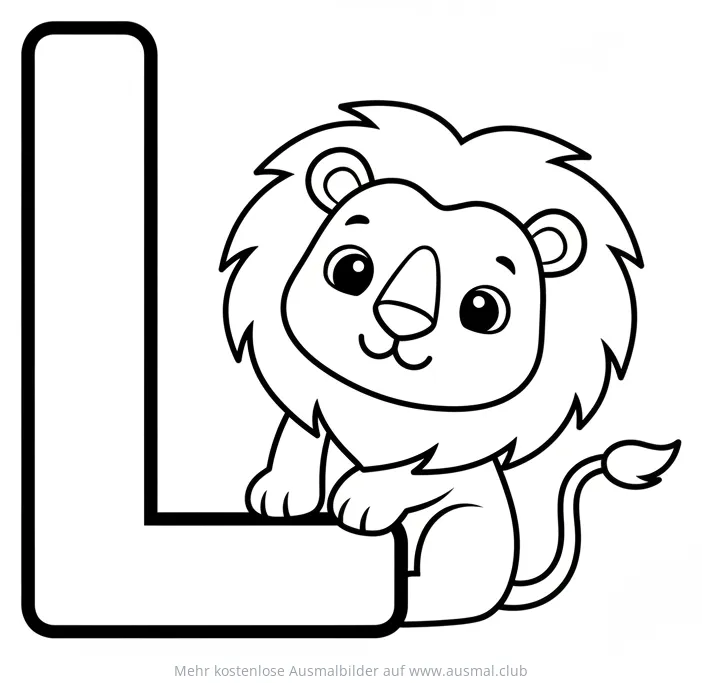 Löwe und Buchstabe L Ausmalbild