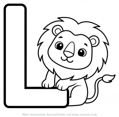 Löwe und Buchstabe L Ausmalbild
