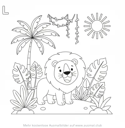 Löwe im Dschungel Ausmalbild