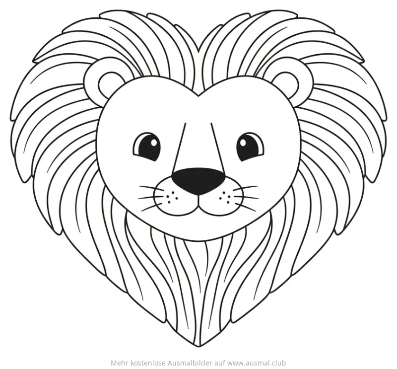 Löwe mit Herzmähne Ausmalbild