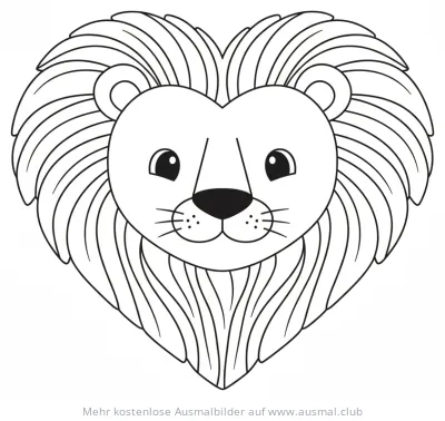 Löwe mit Herzmähne Ausmalbild