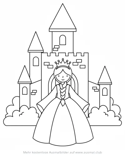 Prinzessin vor Schloss Ausmalbild