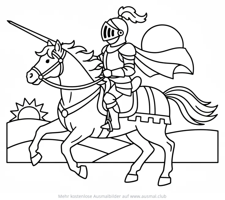 Ritter auf Pferd Ausmalbild