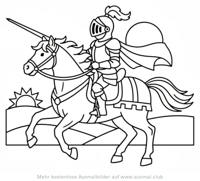 Ritter auf Pferd Ausmalbild
