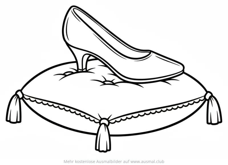 Glaschuh auf Kissen Ausmalbild