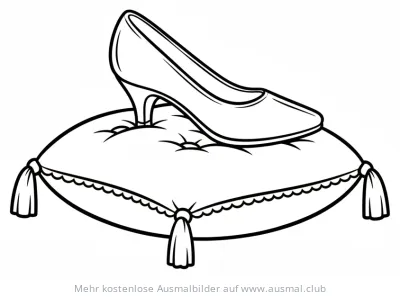 Glaschuh auf Kissen Ausmalbild