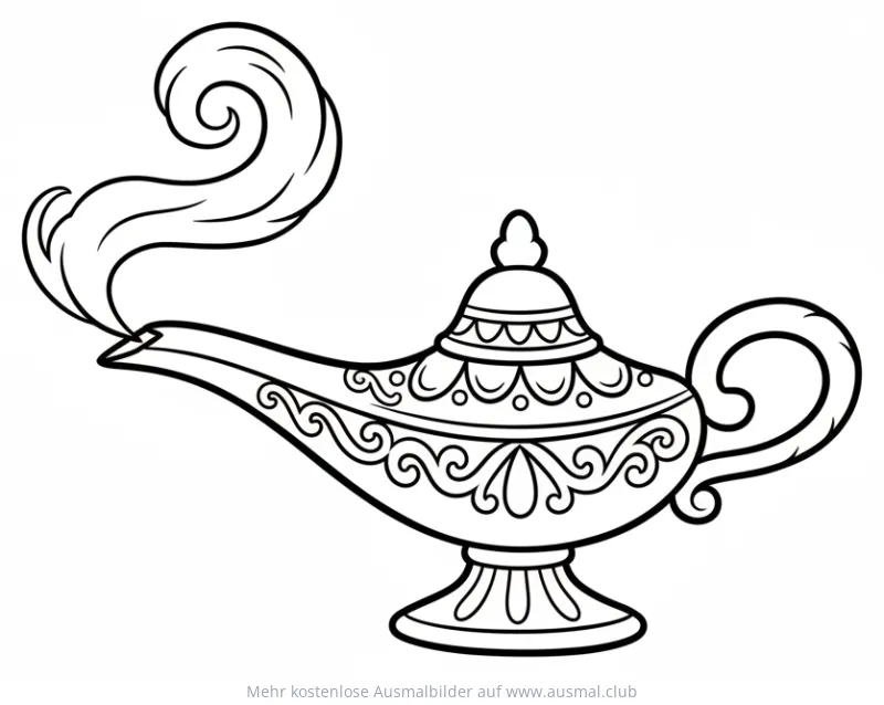 Wunderlampe mit Rauch Ausmalbild