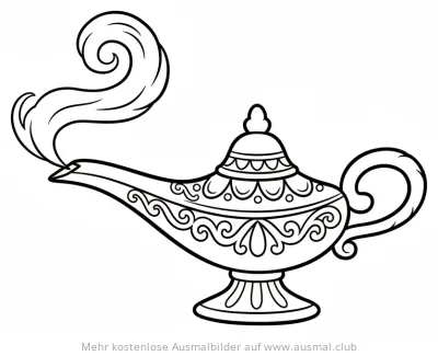 Wunderlampe mit Rauch Ausmalbild