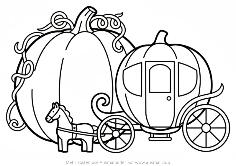Kürbis Kutsche mit Pferd Ausmalbild