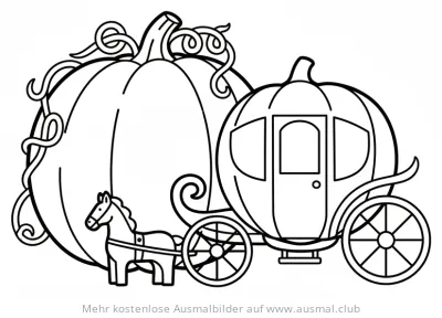 Kürbis Kutsche mit Pferd Ausmalbild