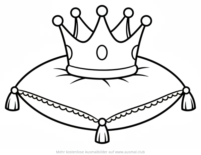 Krone auf Kissen Ausmalbild