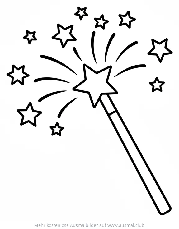 Zauberstab mit Sternen Ausmalbild