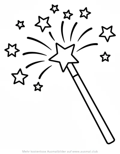 Zauberstab mit Sternen Ausmalbild