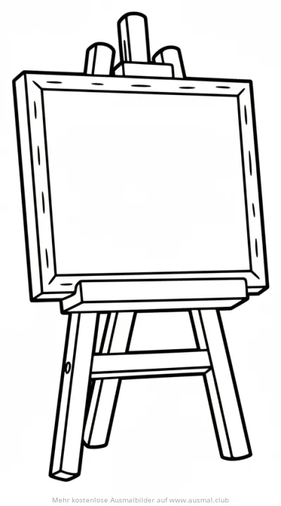 Staffelei mit leerer Leinwand Ausmalbild