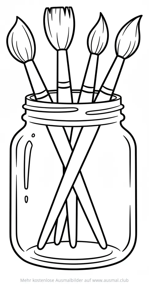 Pinselglas Ausmalbild mit Pinseln