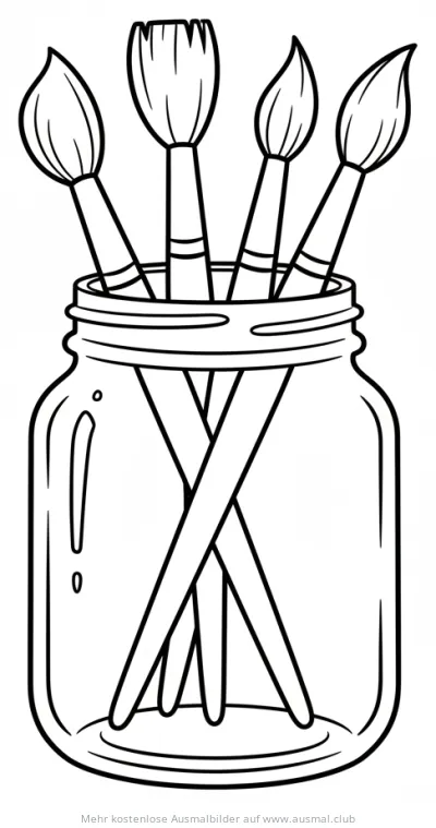 Pinselglas Ausmalbild mit Pinseln