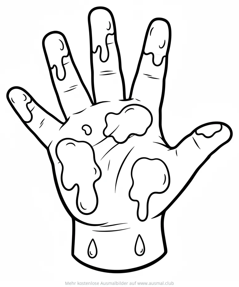 Hand voller Farbe Ausmalbild