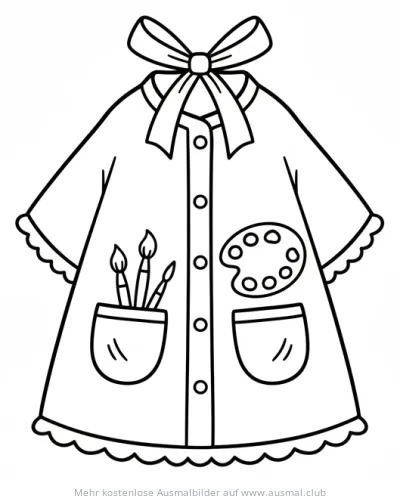 Malkittel mit Malpalette und Pinseln Ausmalbild