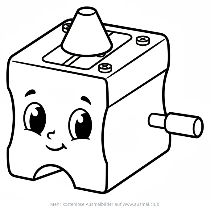 Freundlicher Anspitzer mit Gesicht Ausmalbild