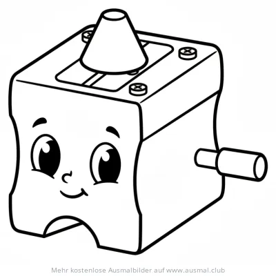 Freundlicher Anspitzer mit Gesicht Ausmalbild