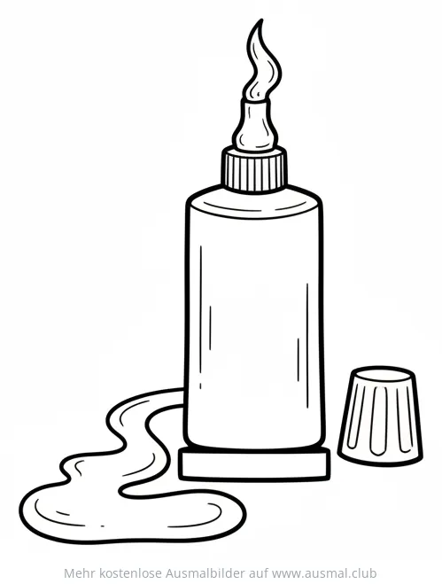 Offene Klebertube mit ausgelaufenem Kleber Ausmalbild