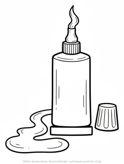 Offene Klebertube mit ausgelaufenem Kleber Ausmalbild