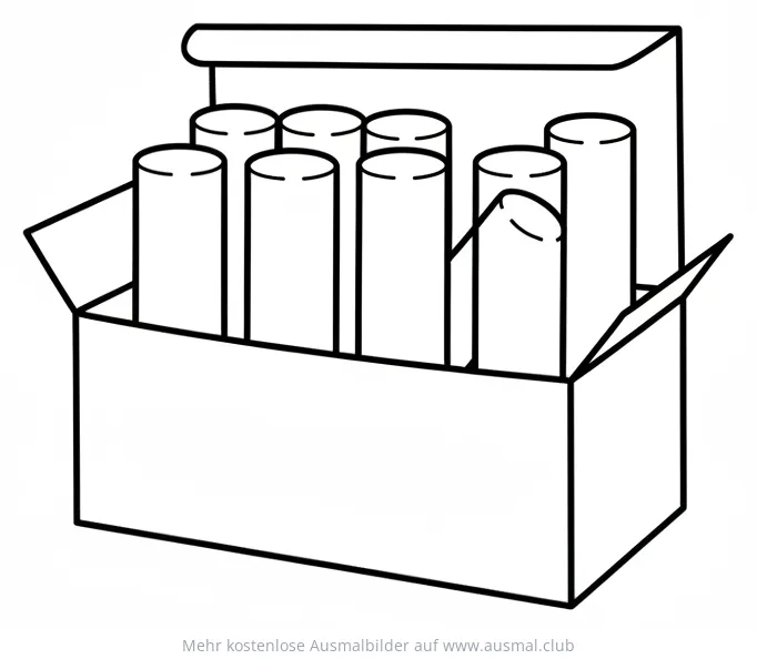 Schachtel mit Kreide Ausmalbild