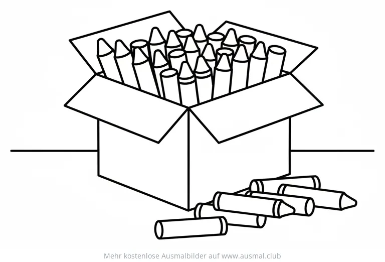 Schachtel mit Wachsmalstiften Ausmalbild