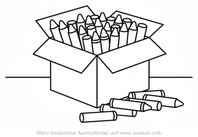 Schachtel mit Wachsmalstiften Ausmalbild