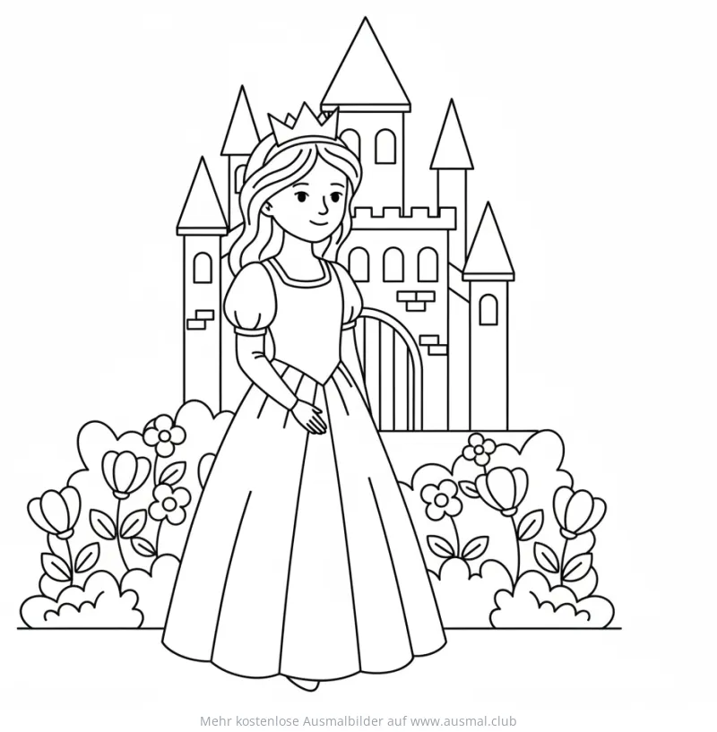 Prinzessin mit Schloss Ausmalbild