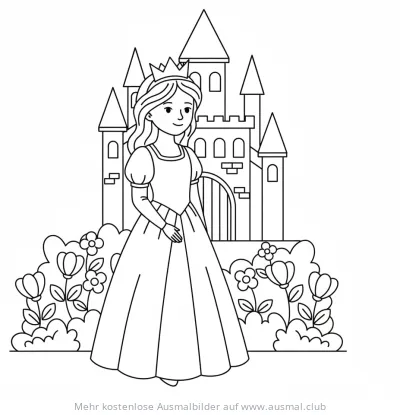 Prinzessin mit Schloss Ausmalbild