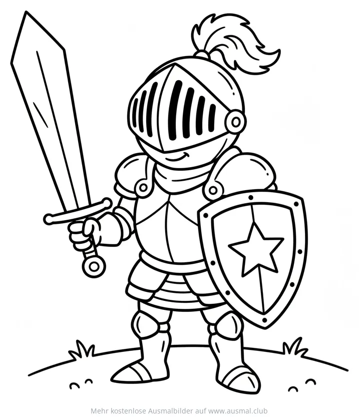 Ritter mit Schwert und Schild Ausmalbild