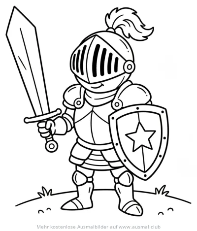 Ritter mit Schwert und Schild Ausmalbild