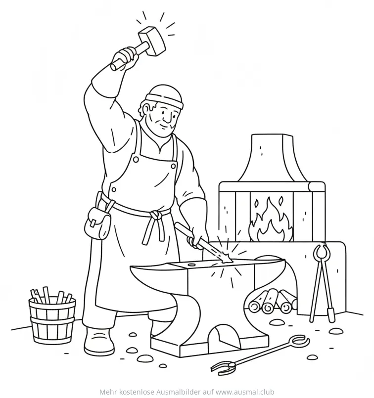Schmied am Amboss Ausmalbild
