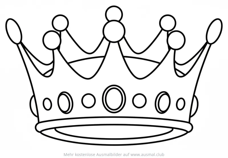 Krone Ausmalbild mit Edelsteinen und Zinken