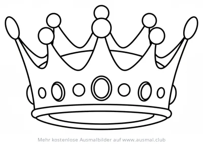 Krone Ausmalbild mit Edelsteinen und Zinken