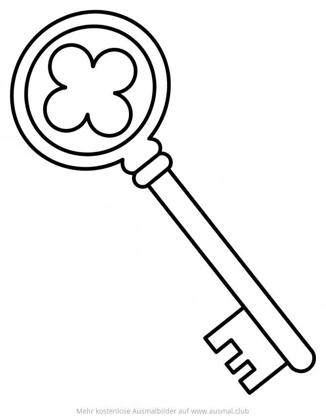 Mittelalterlicher Schlüssel mit Kleeblatt-Motiv Ausmalbild