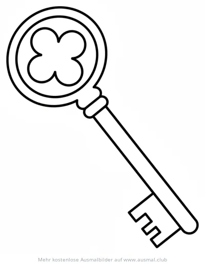 Mittelalterlicher Schlüssel mit Kleeblatt-Motiv Ausmalbild