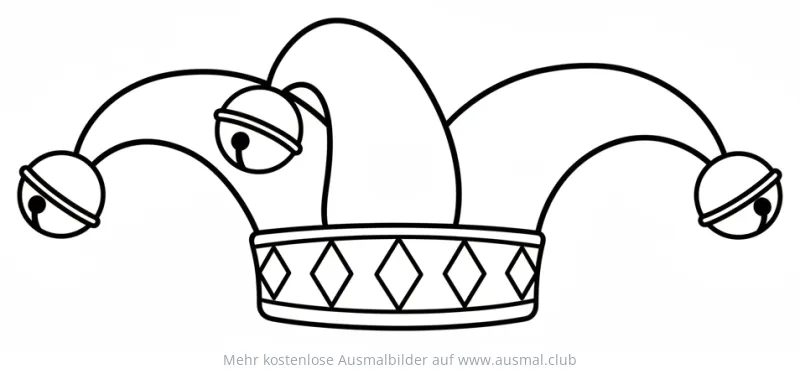 Narrenkappe Ausmalbild mit Schellen