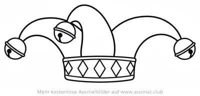 Narrenkappe Ausmalbild mit Schellen