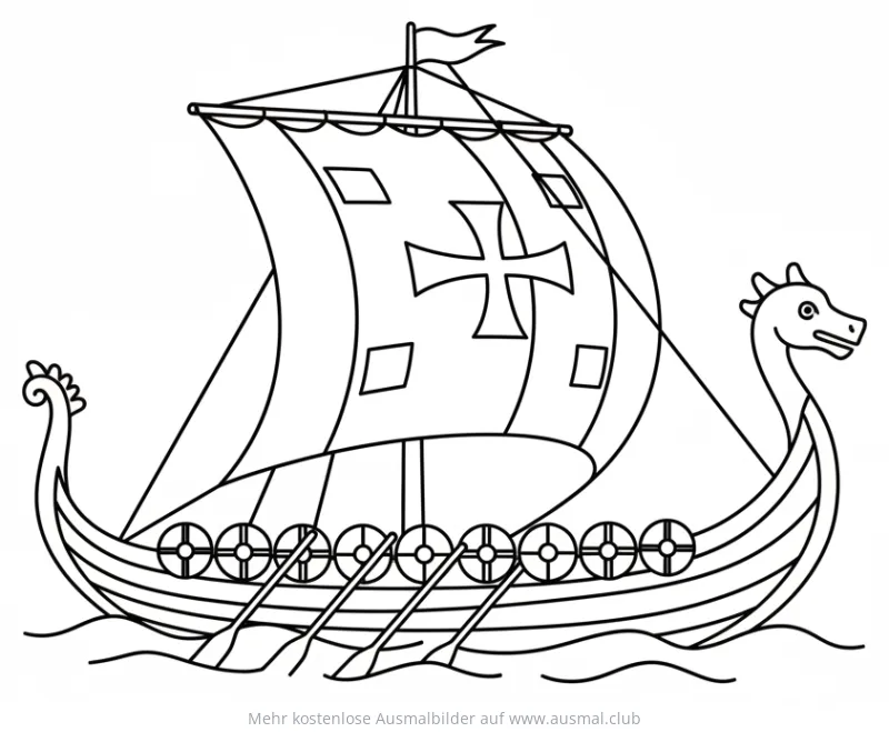 Wikingerschiff mit Drachenkopf Ausmalbild