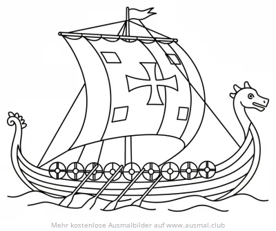 Wikingerschiff mit Drachenkopf Ausmalbild