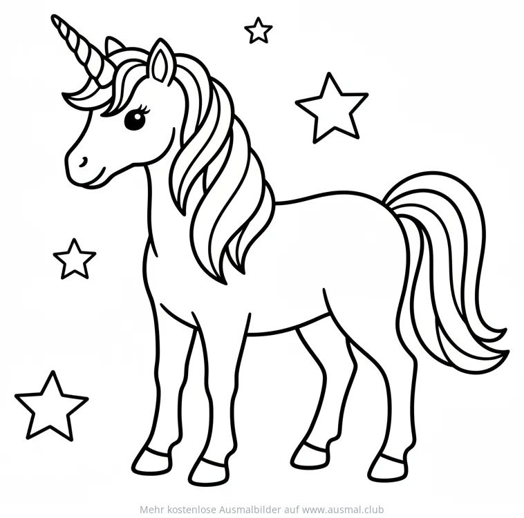 Einhorn mit Sternen Ausmalbild