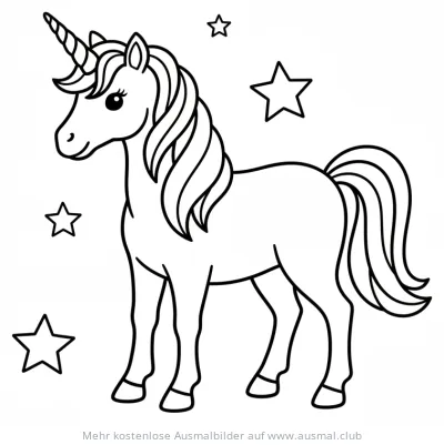 Einhorn mit Sternen Ausmalbild