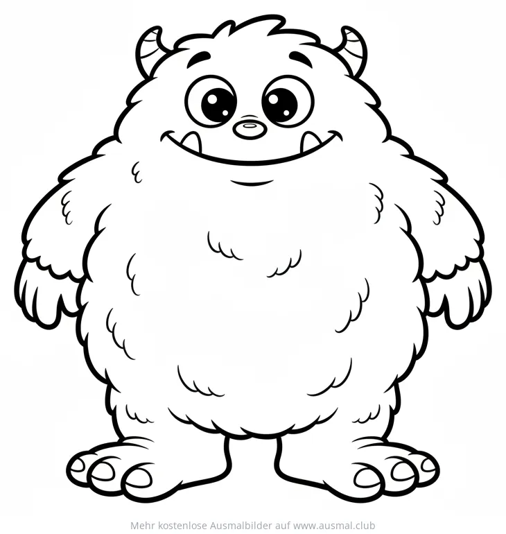 Flauschiges Monster mit Hörnern Ausmalbild