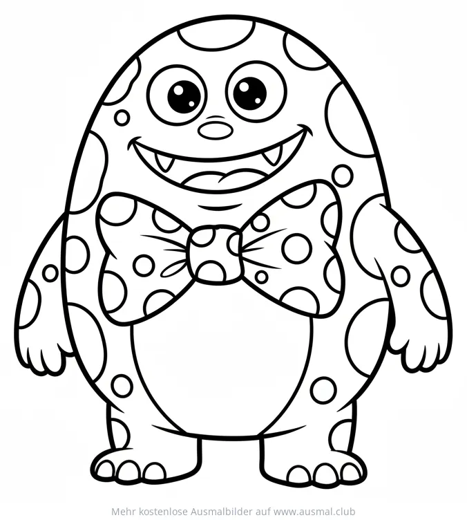 Gepunktetes Monster mit Fliege Ausmalbild