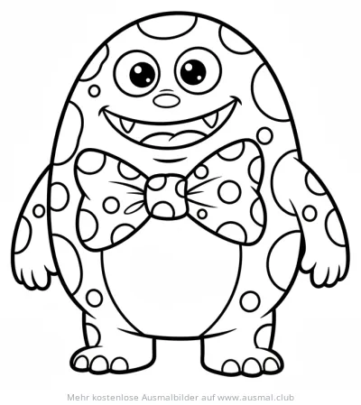 Gepunktetes Monster mit Fliege Ausmalbild