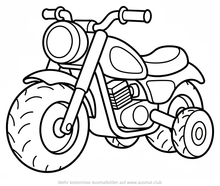 Motorrad mit Stützrädern Ausmalbild