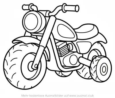 Motorrad mit Stützrädern Ausmalbild