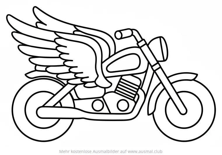Motorrad mit Flügeln Ausmalbild